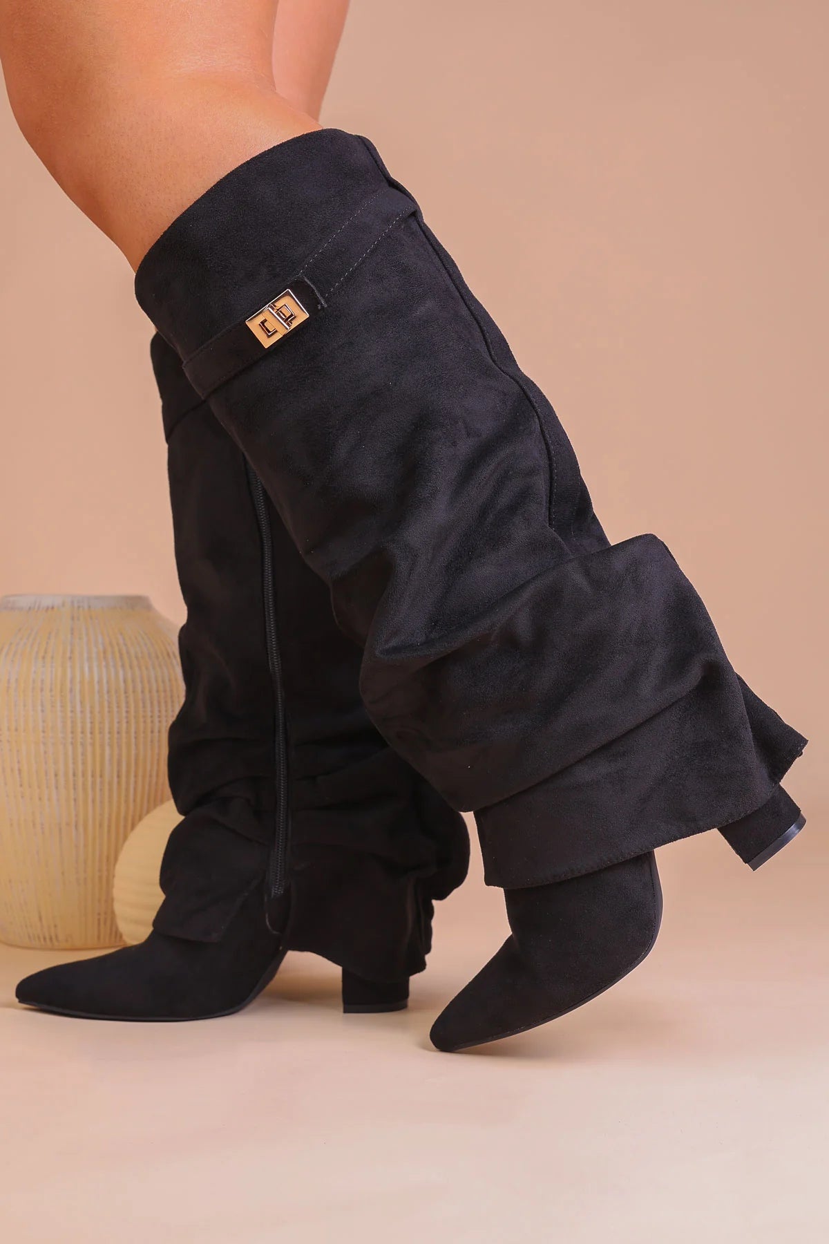 Cavalière - bota ancha de ante hasta la rodilla