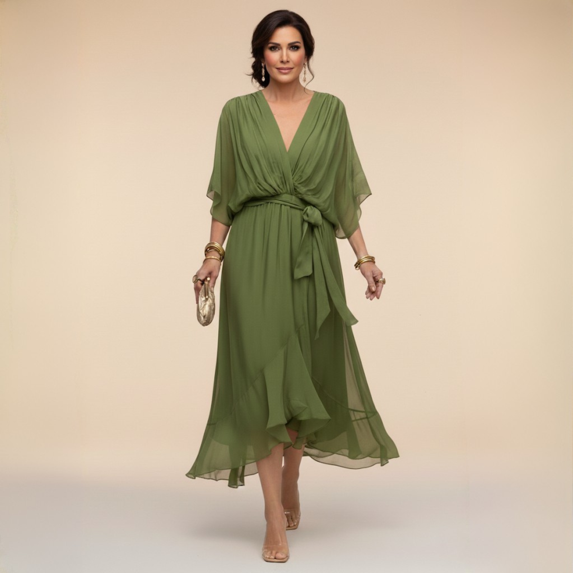 Monica™ - vestido de chiffon con escote en V