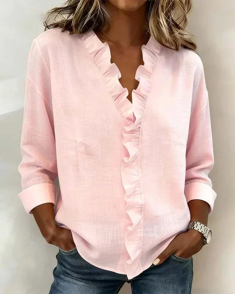 Camille - blusa con volantes y cuello en V