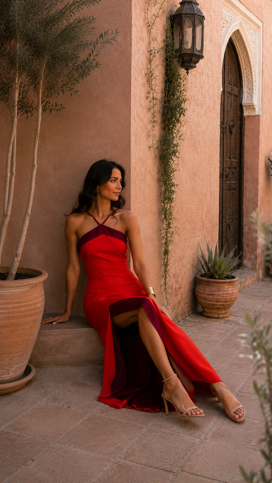 Ardiente - vestido largo con cuello halter cruzado