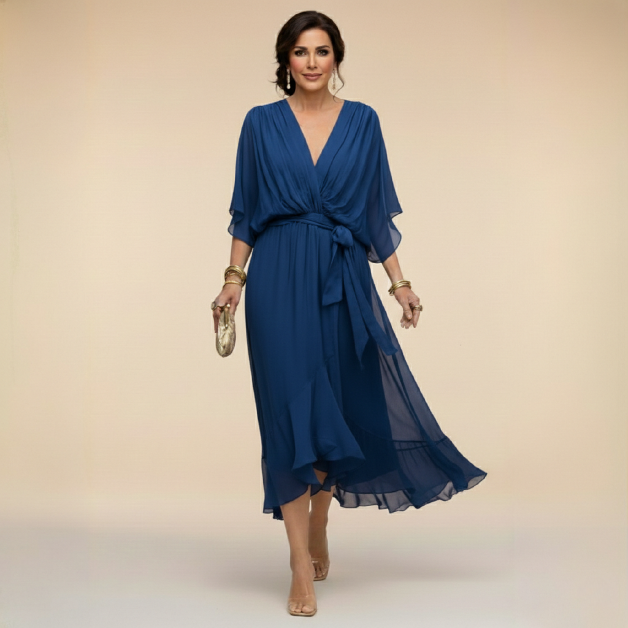 Monica™ - vestido de chiffon con escote en V