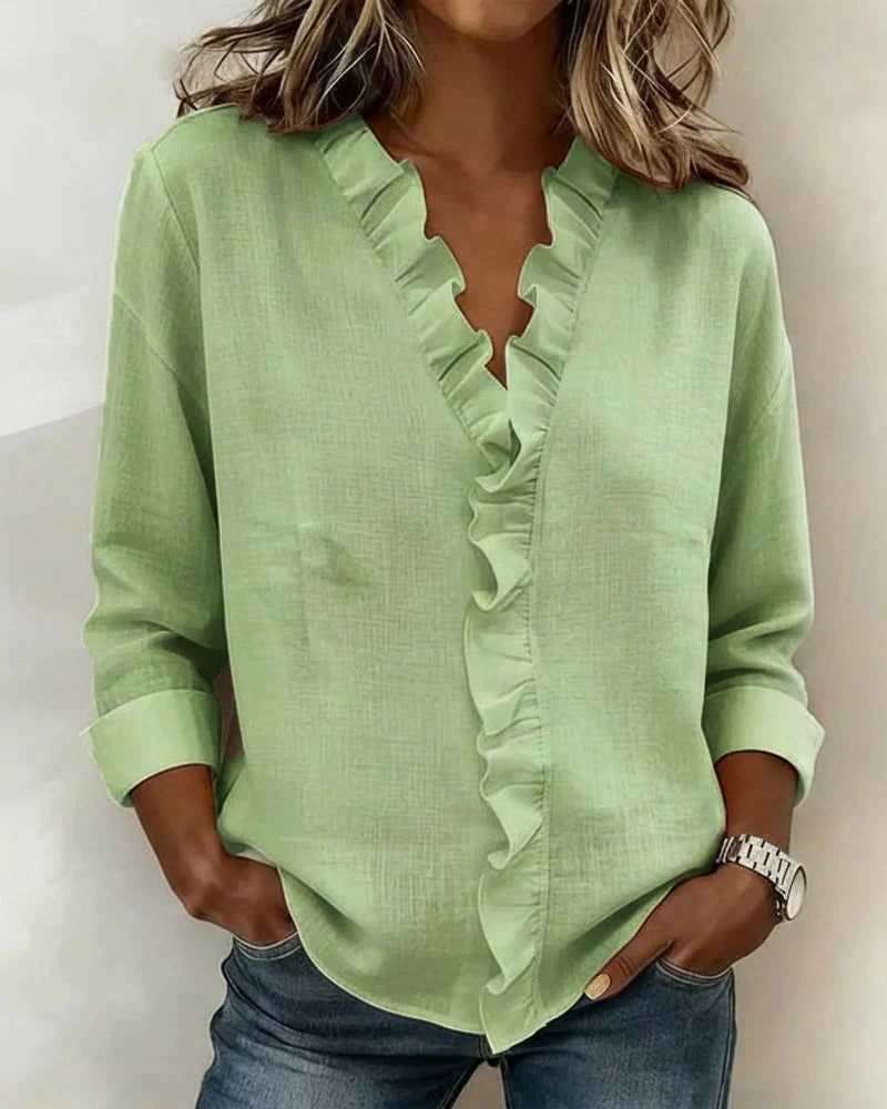 Camille - blusa con volantes y cuello en V