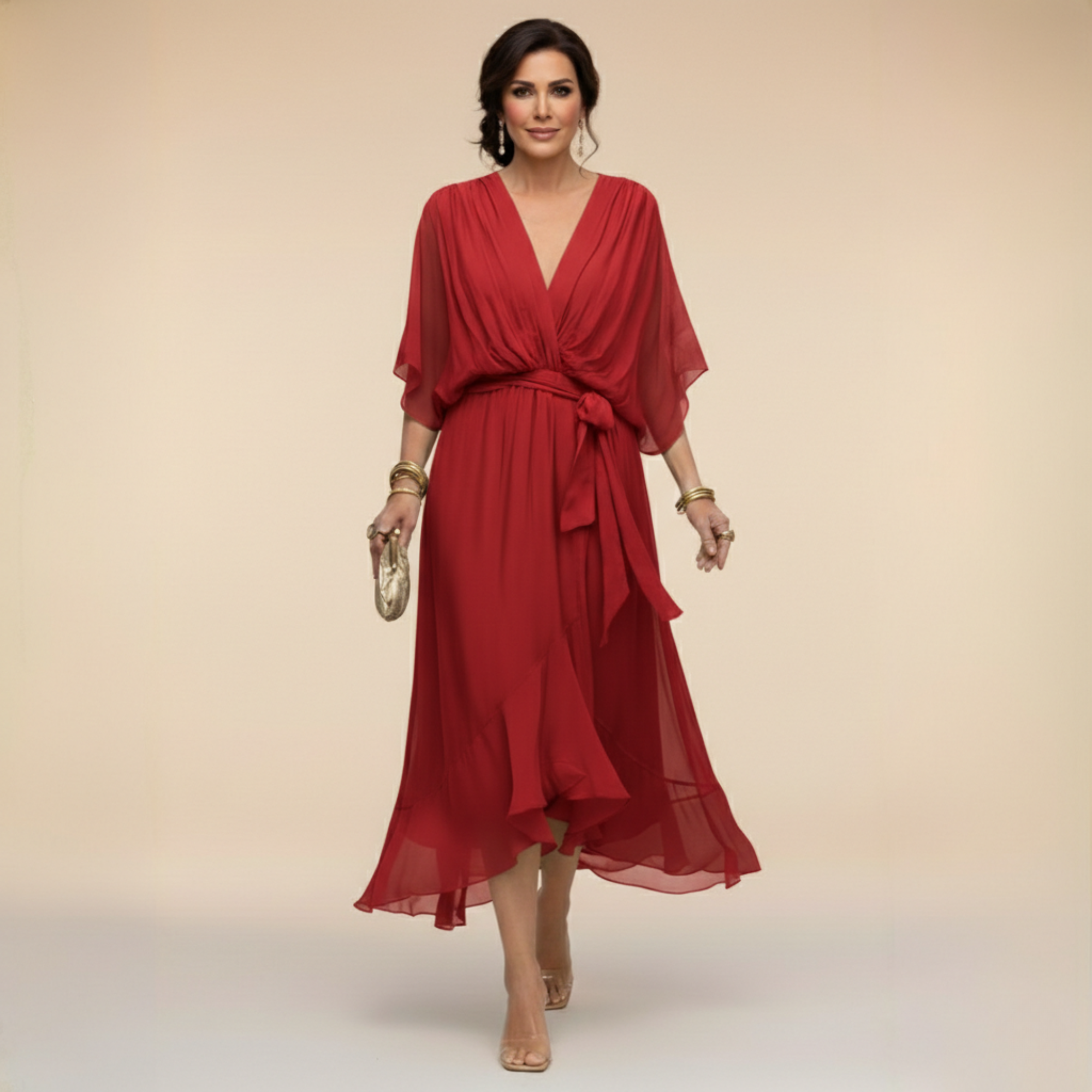 Monica™ - vestido de chiffon con escote en V