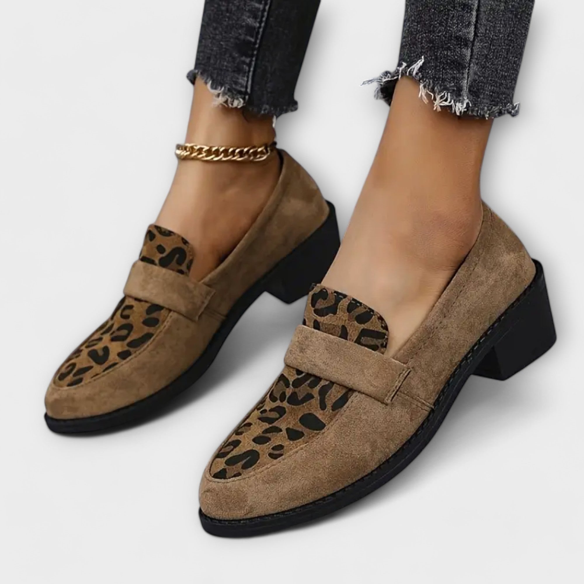 Féline - mocasines de ante con estampado animal