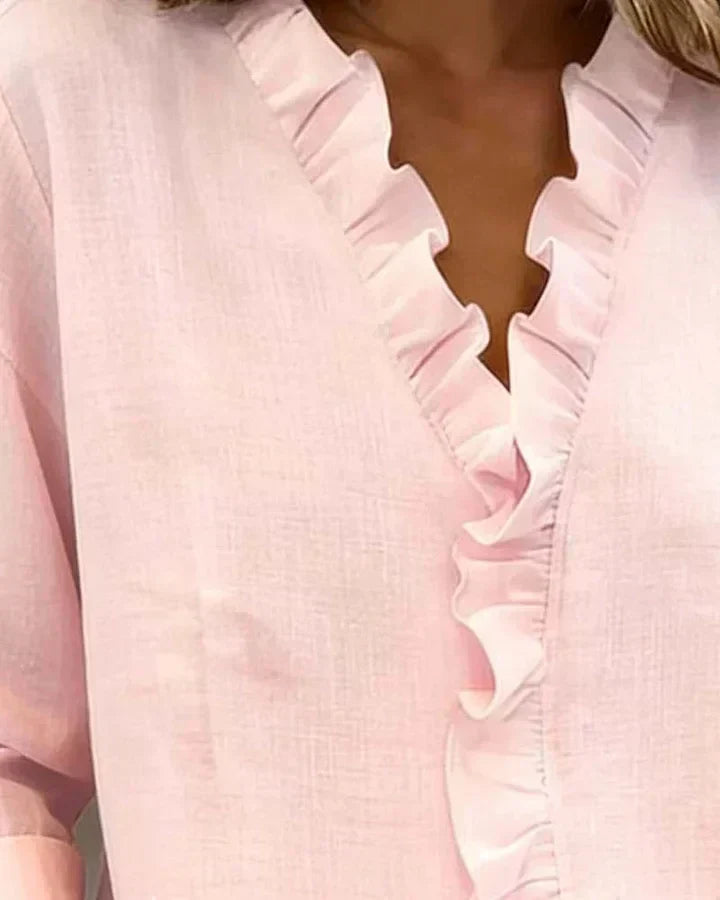 Camille - blusa con volantes y cuello en V