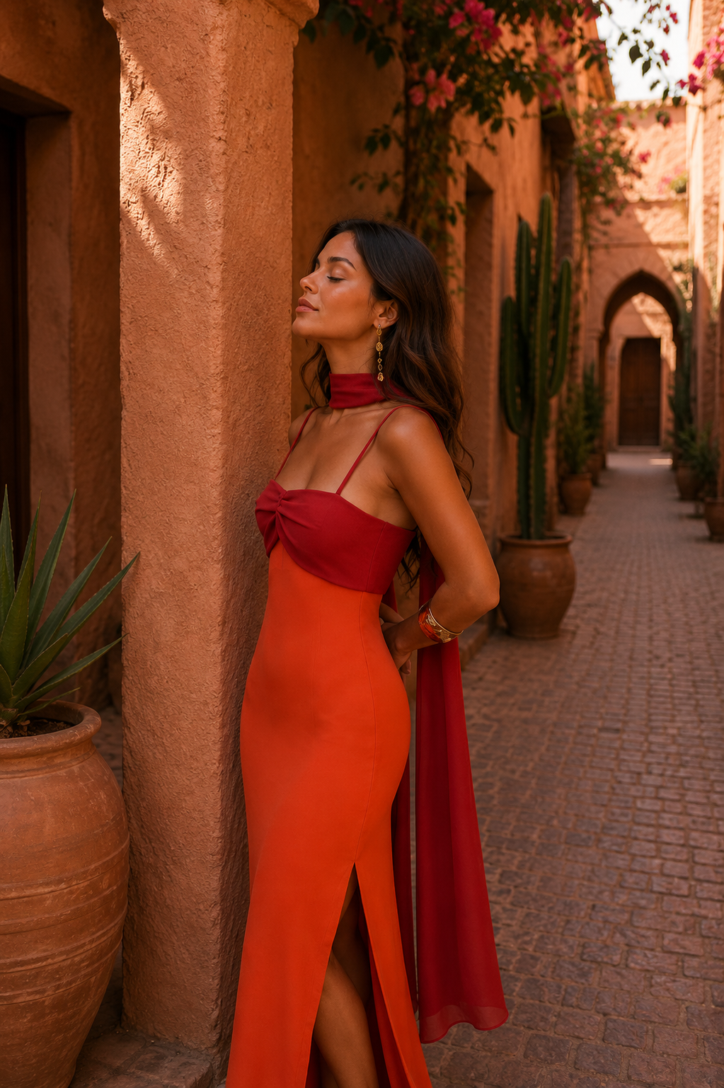Solstício - vestido largo con capa de gasa