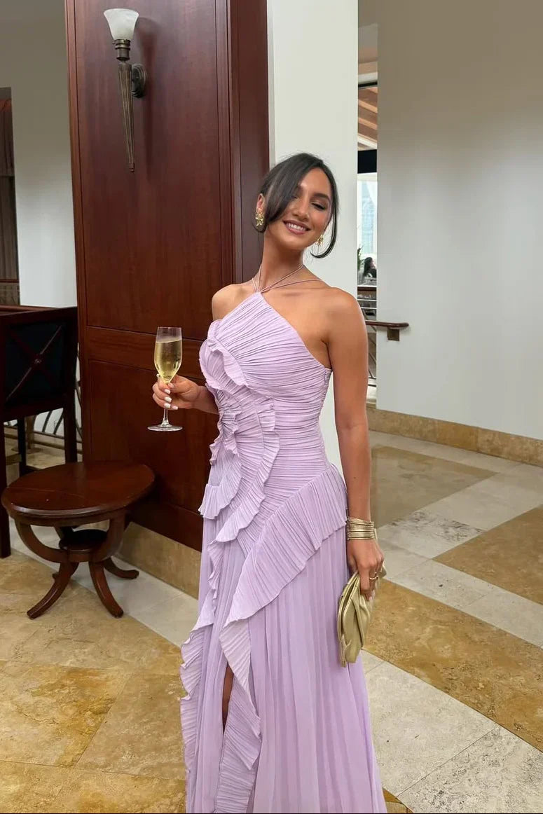 Valeria - vestido de elegancia plisada en Lila