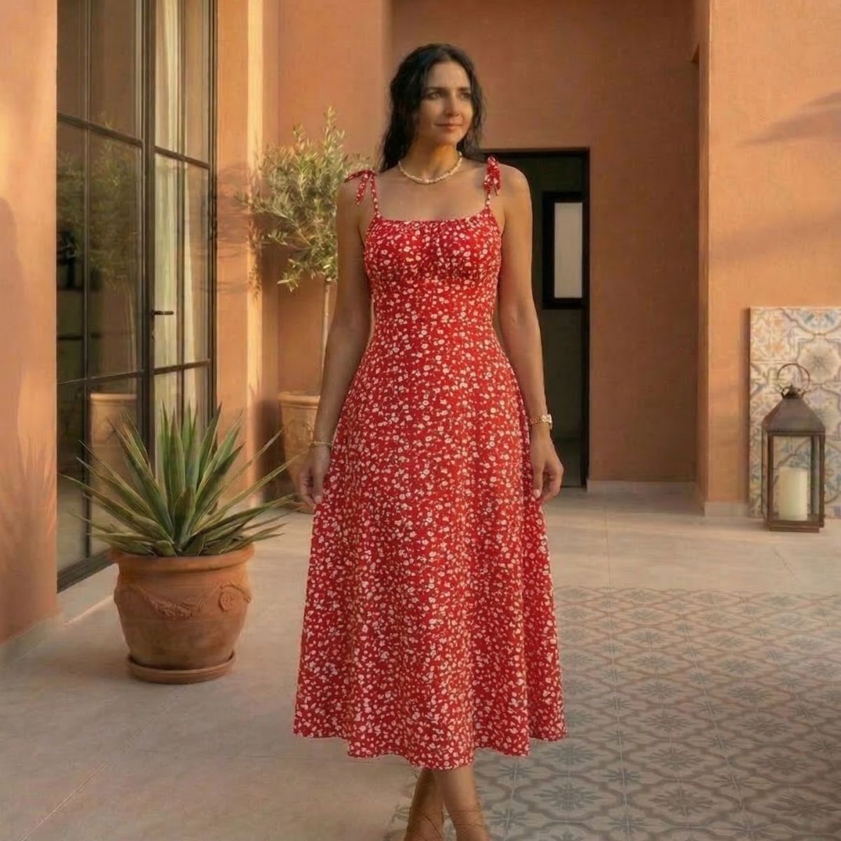 Arena - vestido midi con lazo en la espalda