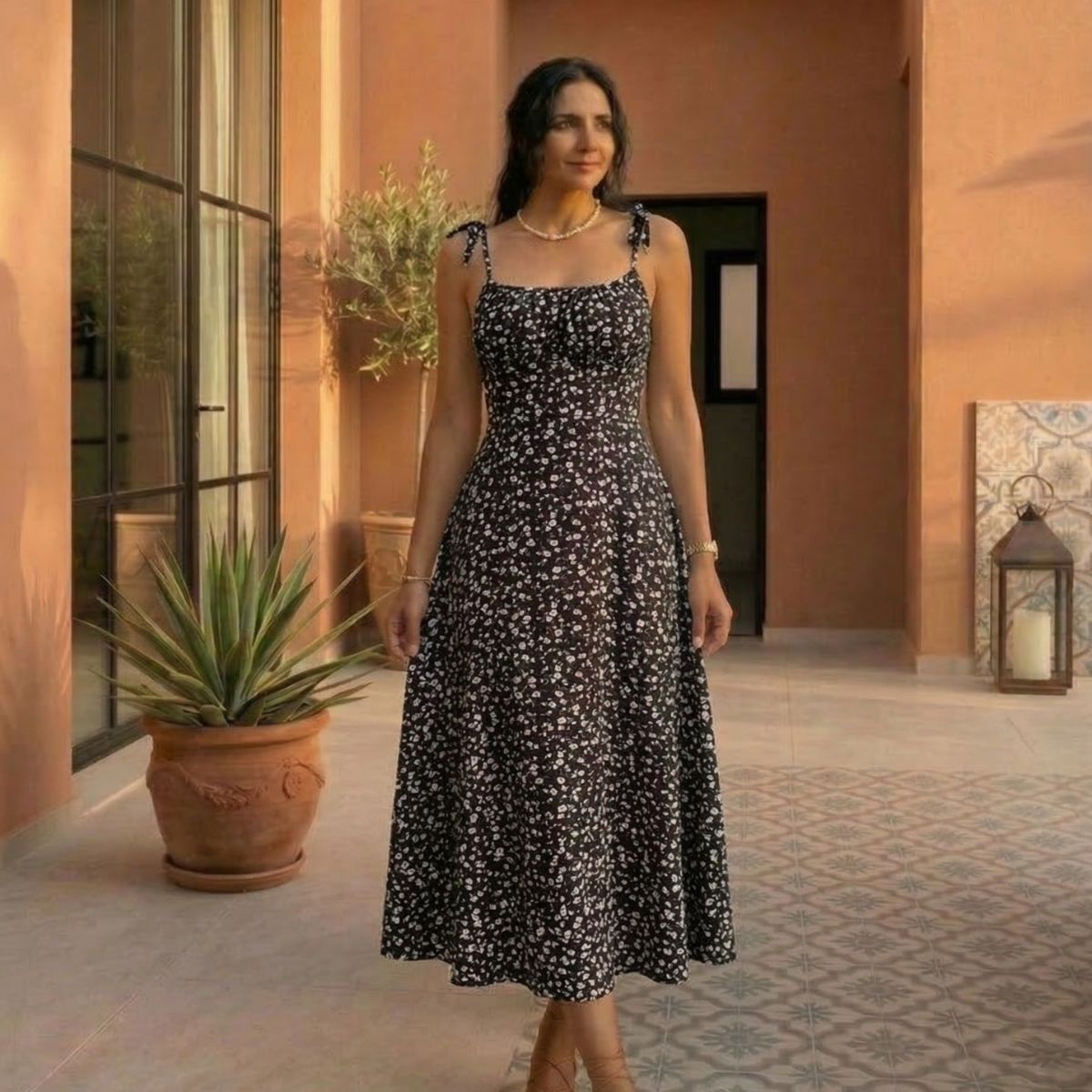 Arena - vestido midi con lazo en la espalda