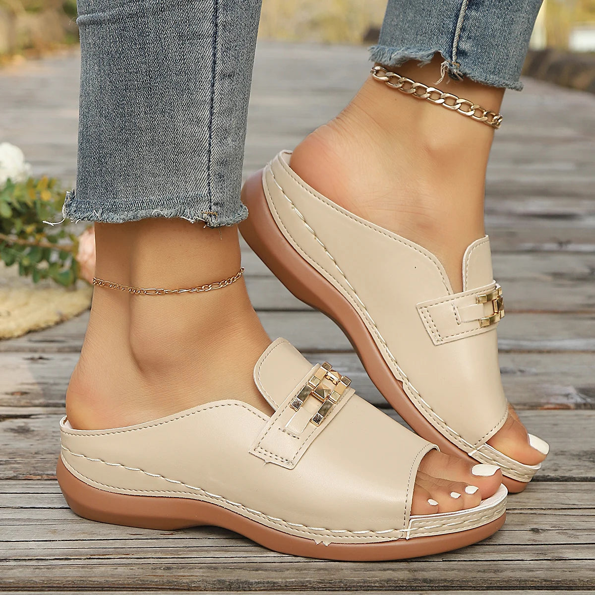 Glam - sandalias cómodas con hebilla
