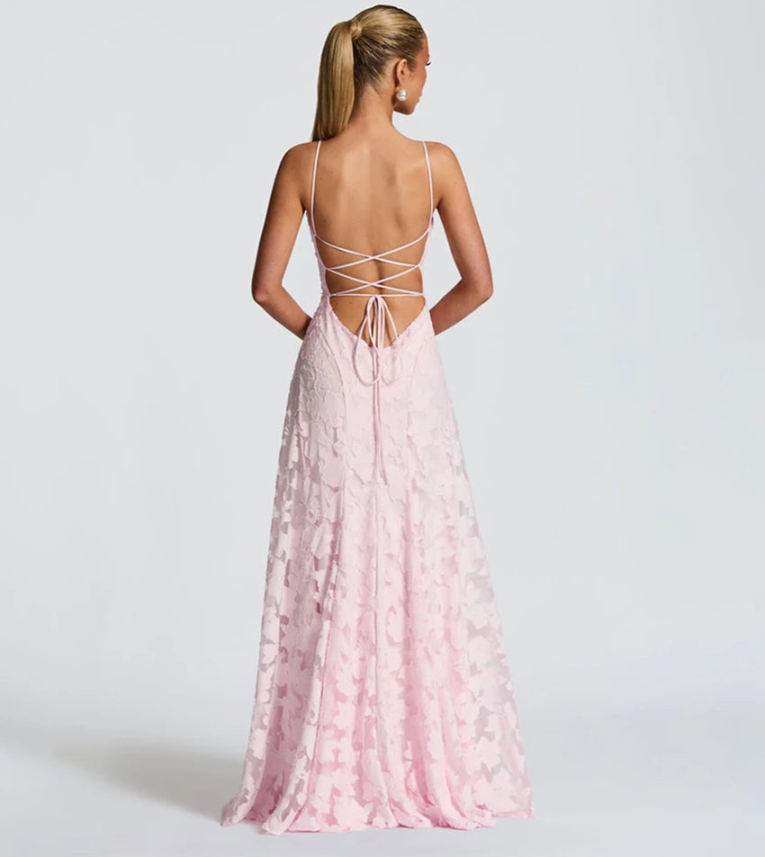 Luna Rosa - vestido largo de flores con tirantes finos y corte recto