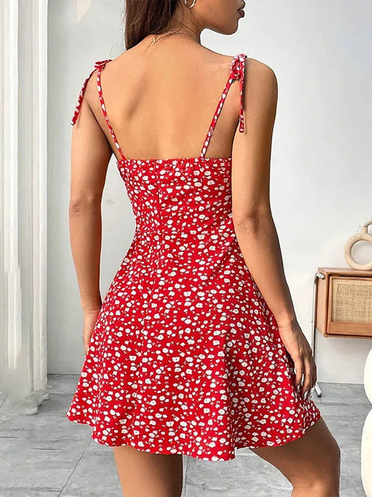 Dorada - vestido con lazos y falda acampanada