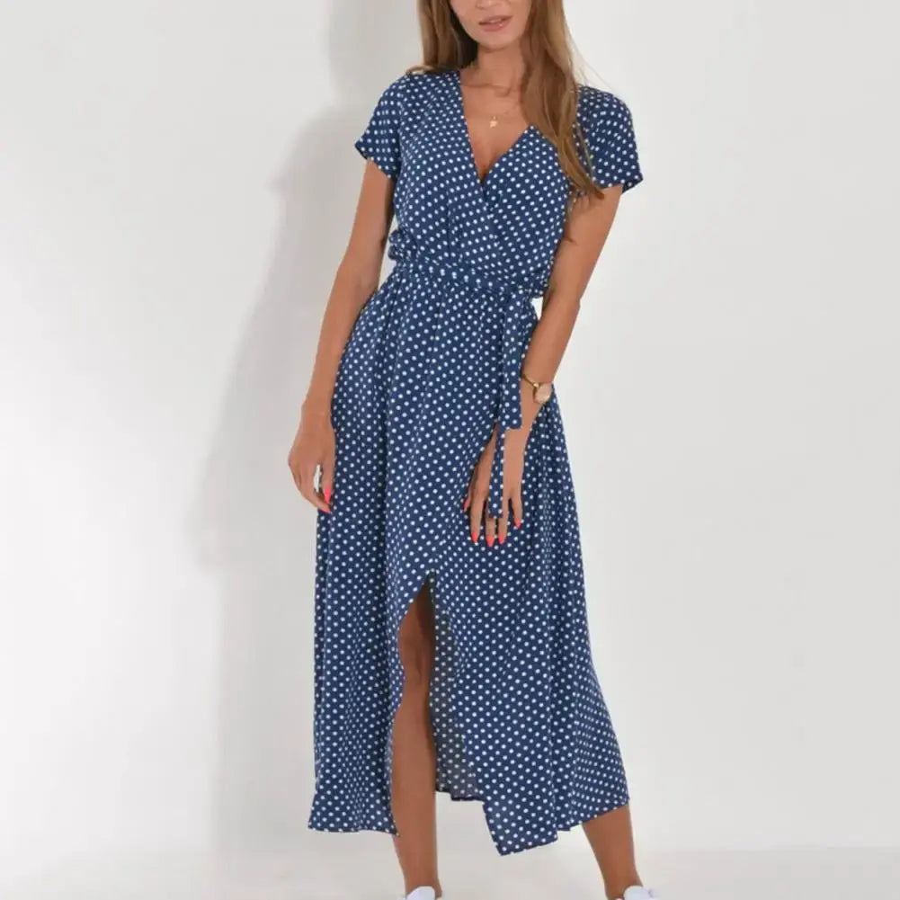 Lucía Fucsia - vestido cruzado con estampado