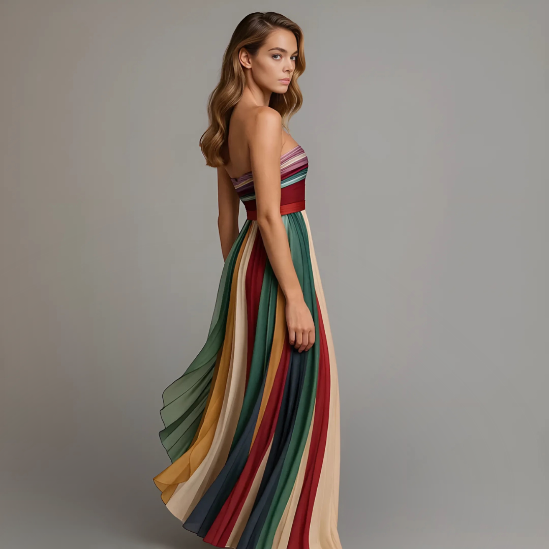 Joya de Madrid - vestido largo ajustado y falda plisada