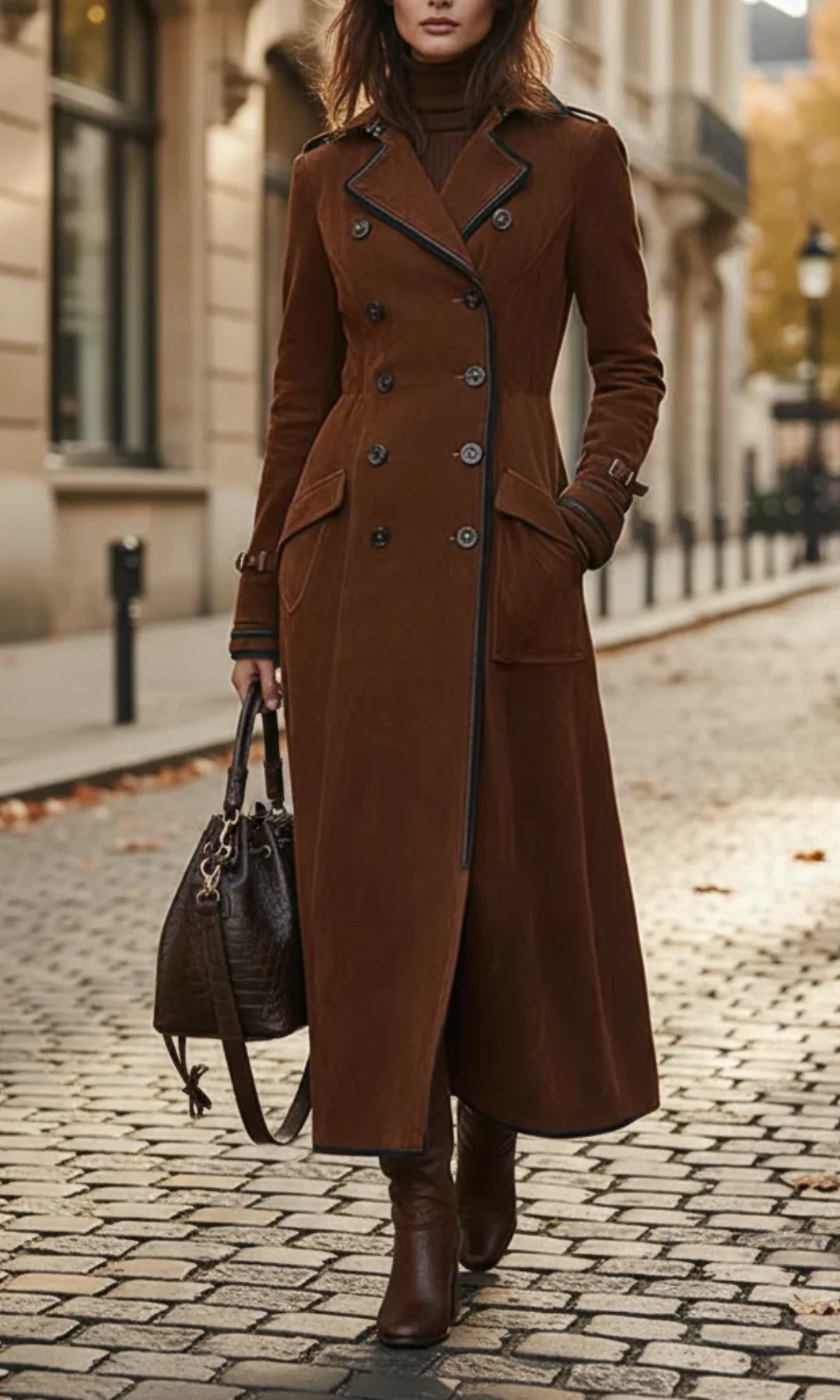 Poderosa - chaqueta larga de ante