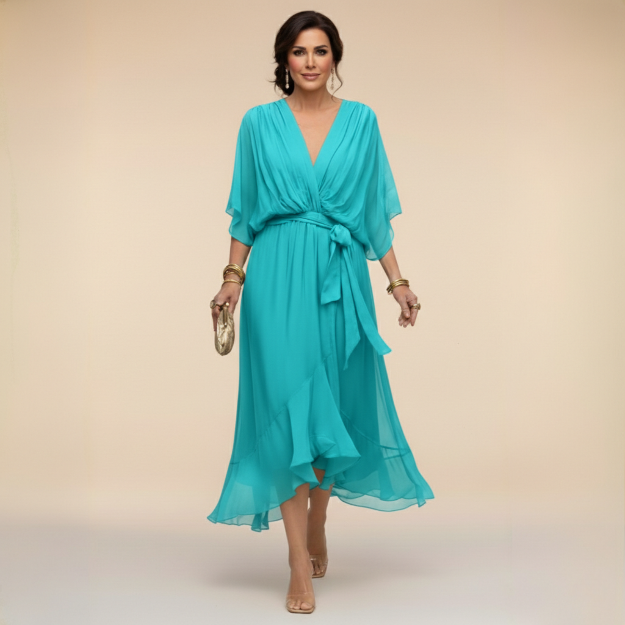 Monica™ - vestido de chiffon con escote en V