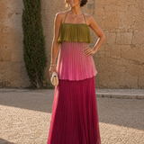 Joya de Córdoba - vestido maxi plisado multicolor