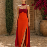 Solstício - vestido largo con capa de gasa