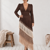 Roselle - vestido midi largo con flecos
