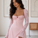 Dulce - vestido corto con mangas largas de encaje