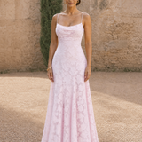 Luna Rosa - vestido largo de flores con tirantes finos y corte recto