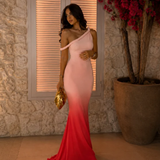 Solara - vestido largo de corte sirena con un solo hombro