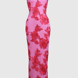 Carmela - vestido con bordado floral en relieve en tonalidad
