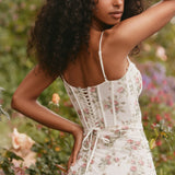 Estela - vestido larga con corsé y floreado