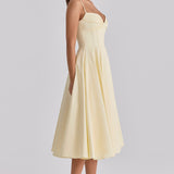 Isla - vestido midi con escote fruncido