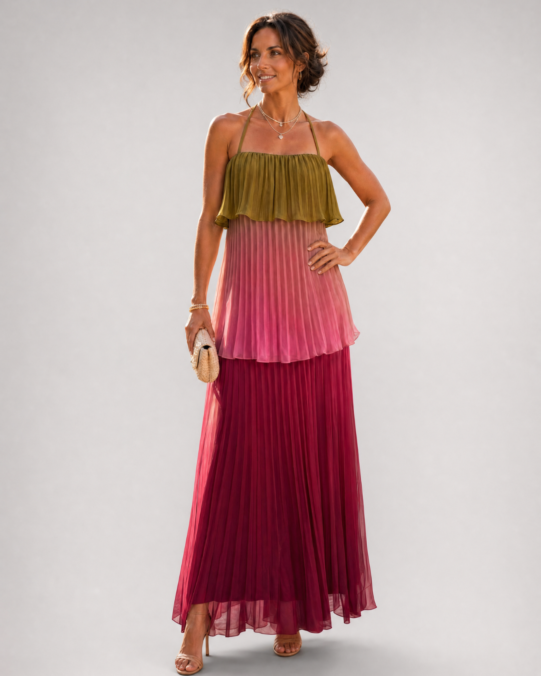 Joya de Córdoba - vestido maxi plisado multicolor