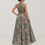 Bella Seda - vestido maxi halter floral elegante