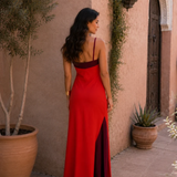 Ardiente - vestido largo con cuello halter cruzado