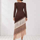 Roselle - vestido midi largo con flecos
