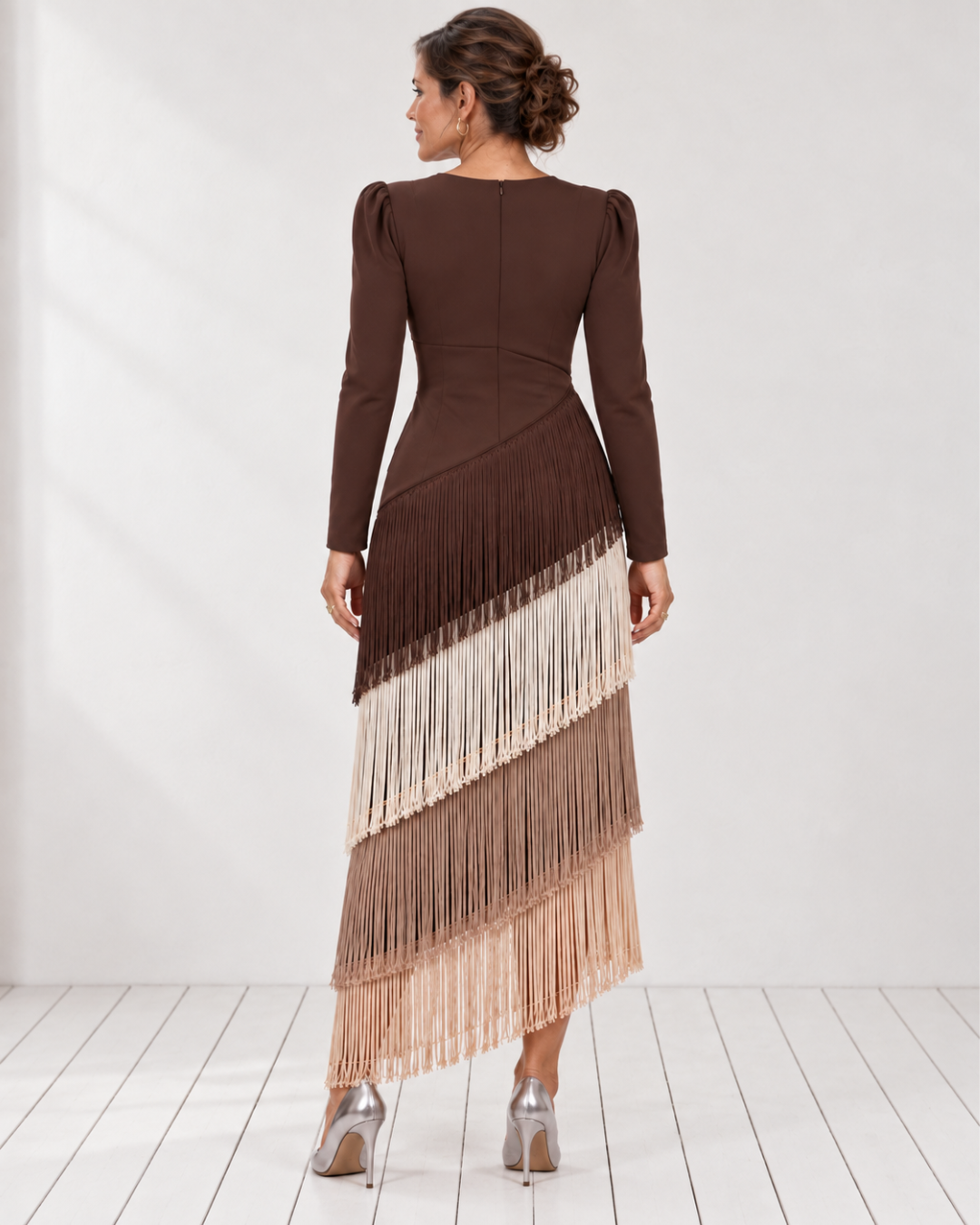 Roselle - vestido midi largo con flecos