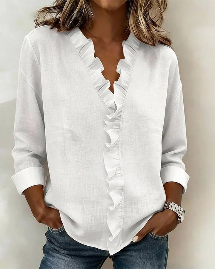 Camille - blusa con volantes y cuello en V