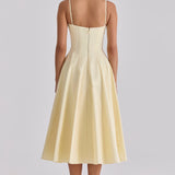 Isla - vestido midi con escote fruncido