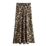 Tigresse - falda de satén con estampado de leopardo