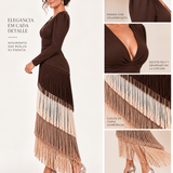 Roselle - vestido midi largo con flecos