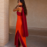 Solstício - vestido largo con capa de gasa