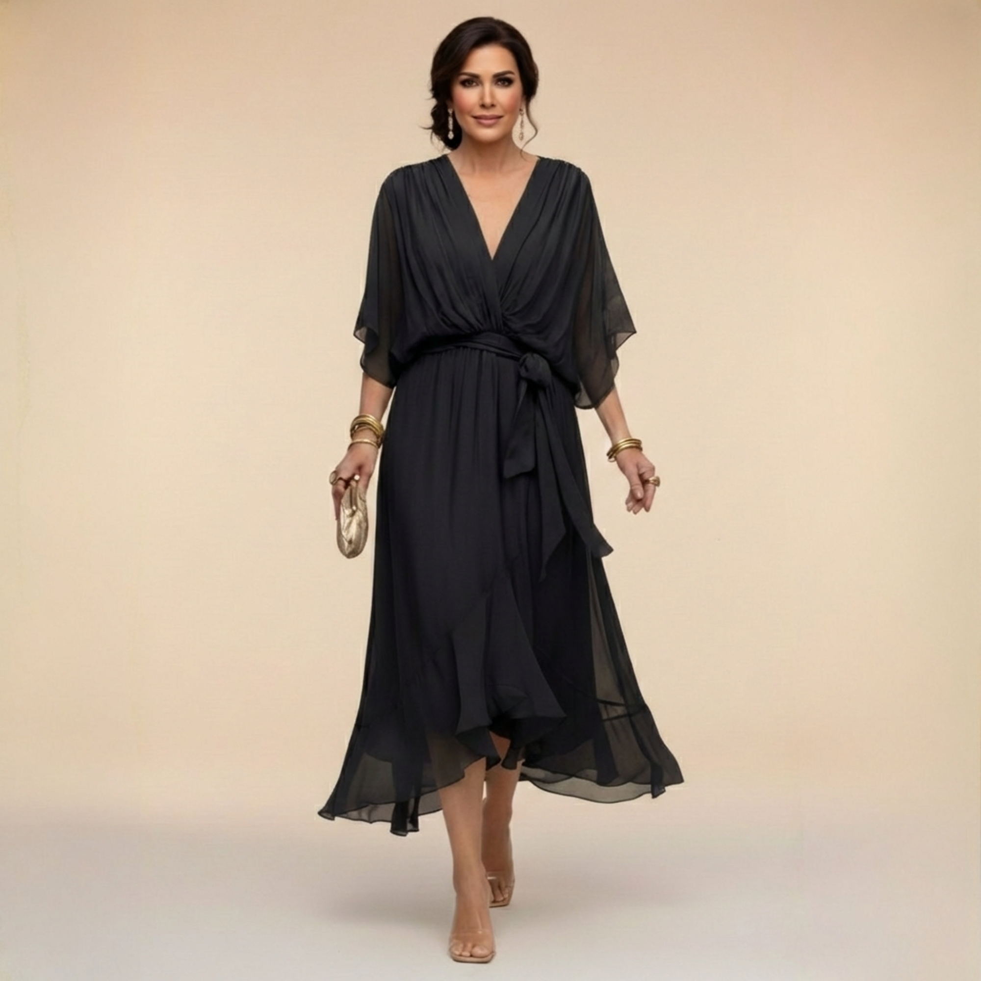Monica™ - vestido de chiffon con escote en V