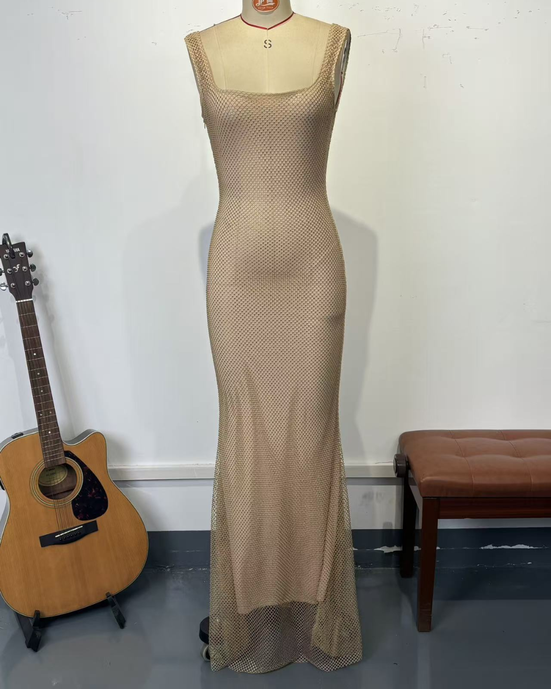 Destello - vestido de tul elástico con  tejido de cristal