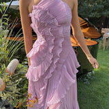 Valeria - vestido de elegancia plisada en Lila