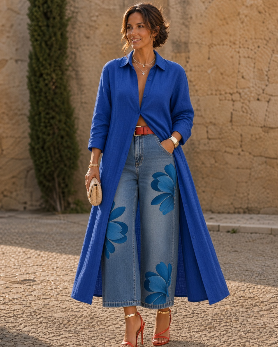 Rosella - conjunto de camisa larga y pantalón floral