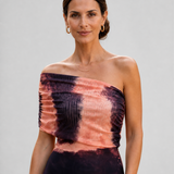 Giina - vestido con estampado Naranja y Marrón