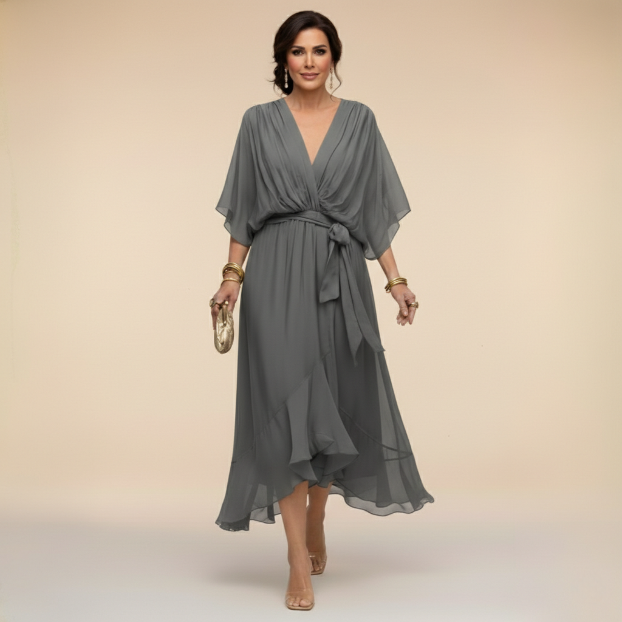 Monica™ - vestido de chiffon con escote en V