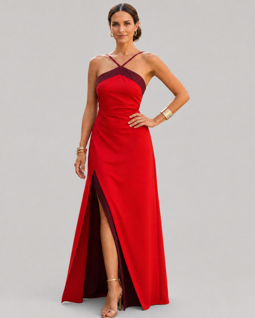 Ardiente - vestido largo con cuello halter cruzado