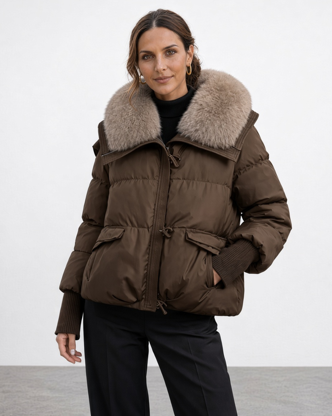 Puffer Madrid - Acolchoada com Gola de Pelo Removível e Punhos em Tricot