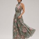 Bella Seda - vestido maxi halter floral elegante