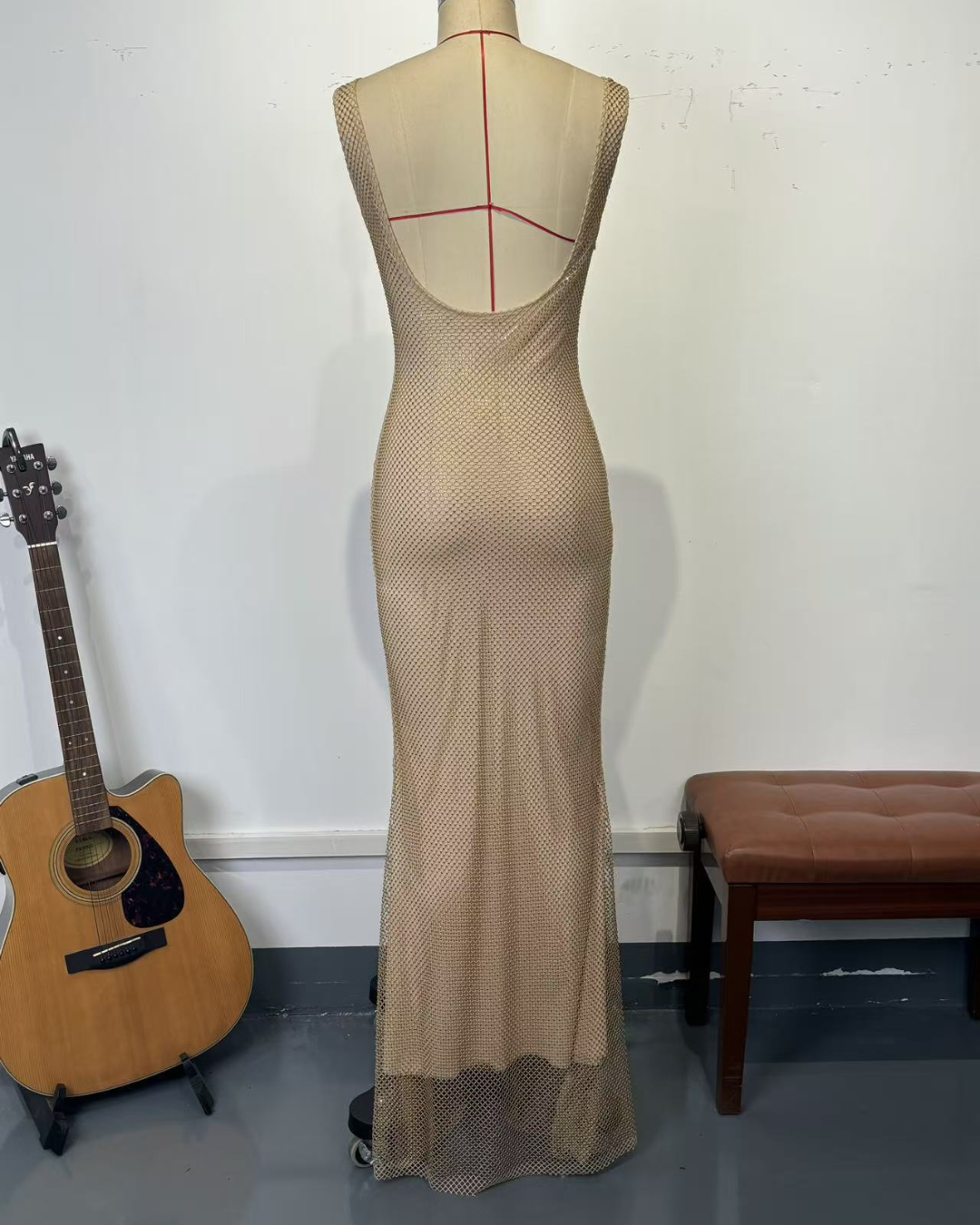 Destello - vestido de tul elástico con  tejido de cristal