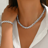 Elara - conjunto de collar y pulsera con hojas entrelazadas